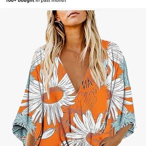 Orange Floral Kimono Top